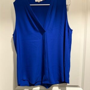 Calvin Klein Women's V-Neck Royal Blue Blouse